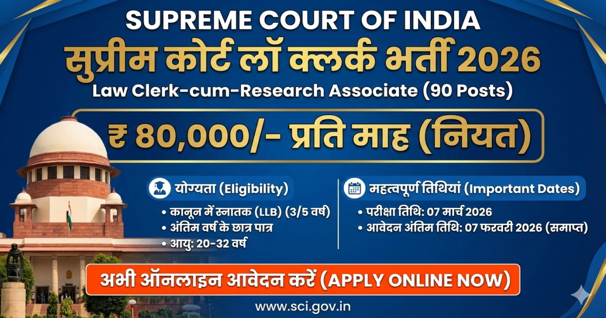 Supreme Court of India Law Clerk Recruitment 2026 