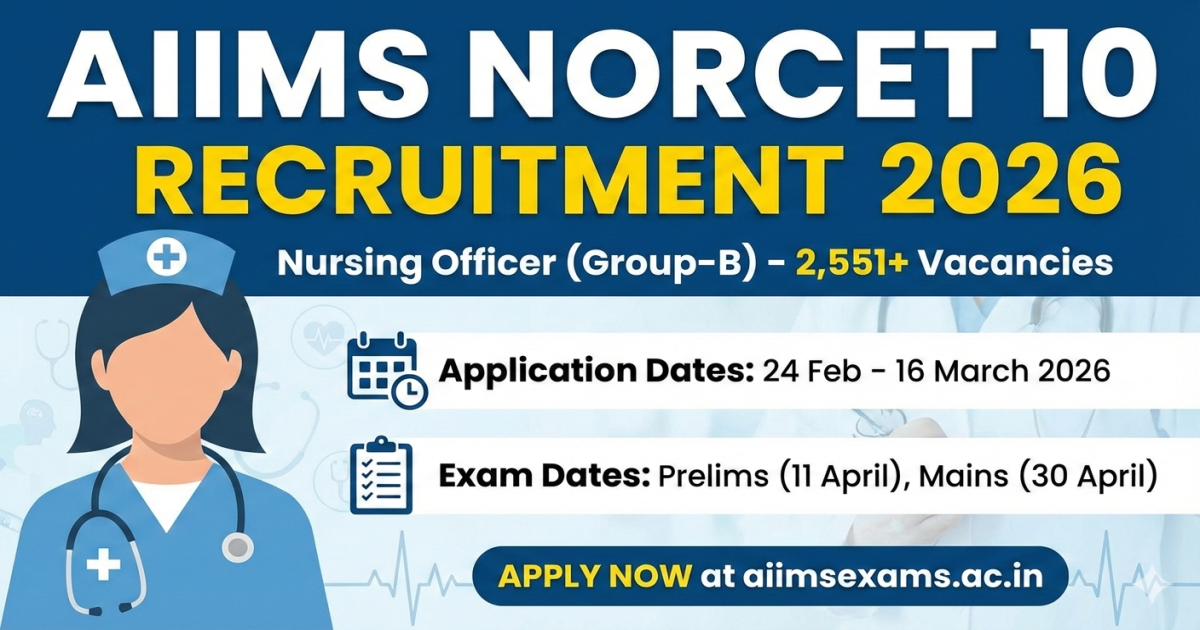 AIIMS NORCET 10th Nursing Officer Recruitment 2026