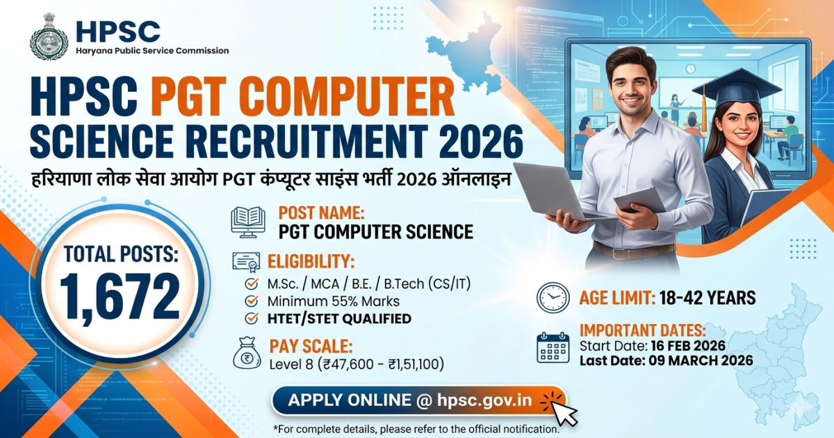 HPSC PGT Computer Science Recruitment 2026