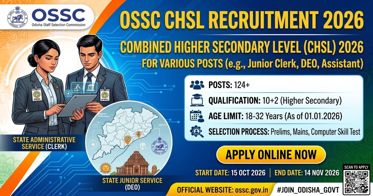 OSSC CHSL Recruitment 2026 – Apply Online for 124 Posts