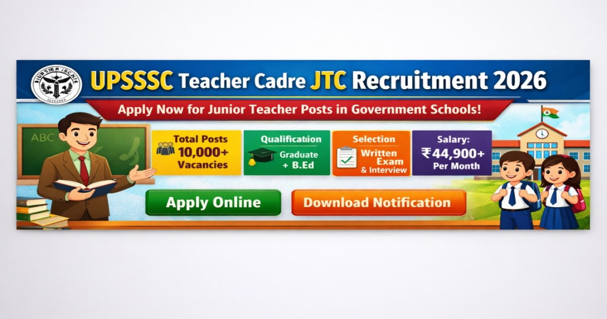 UPSSSC Teacher Cadre JTC Recruitment 2026: Apply Online for Junior Teacher Vacancy, Eligibility & Full Details