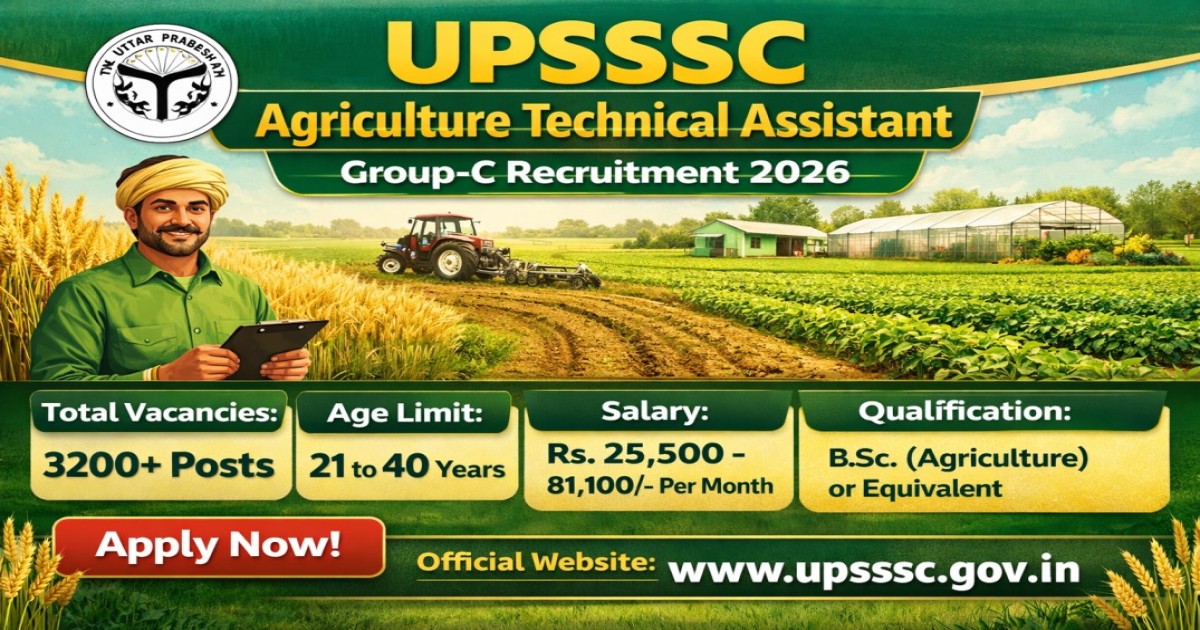 UPSSSC Agriculture Technical Assistant Group-C Recruitment 2026 – Apply Online, Eligibility, Salary
