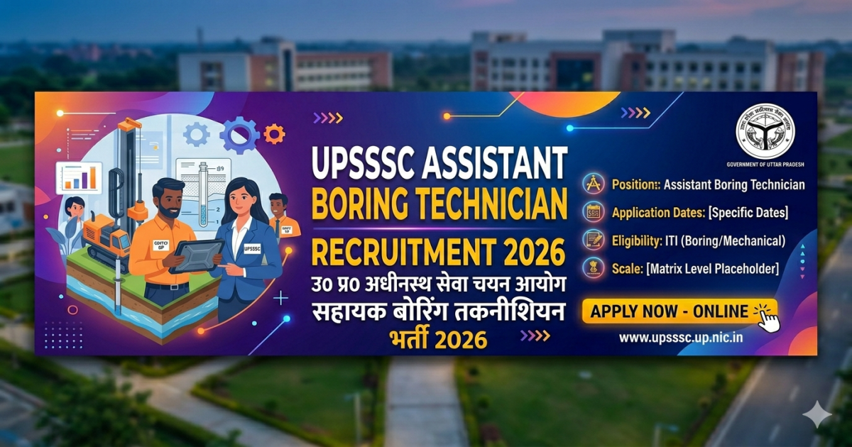 UPSSSC Assistant Boring Technician Recruitment 2026 Apply Online – Check Eligibility, Vacancy, Age Limit & Full Notification.