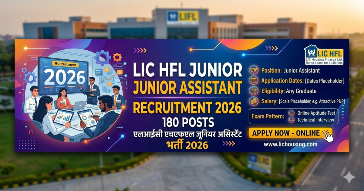 LIC HFL Junior Assistant Recruitment 2026 Apply Online for 180 Posts, Eligibility, Salary, Exam Pattern & Full Details.