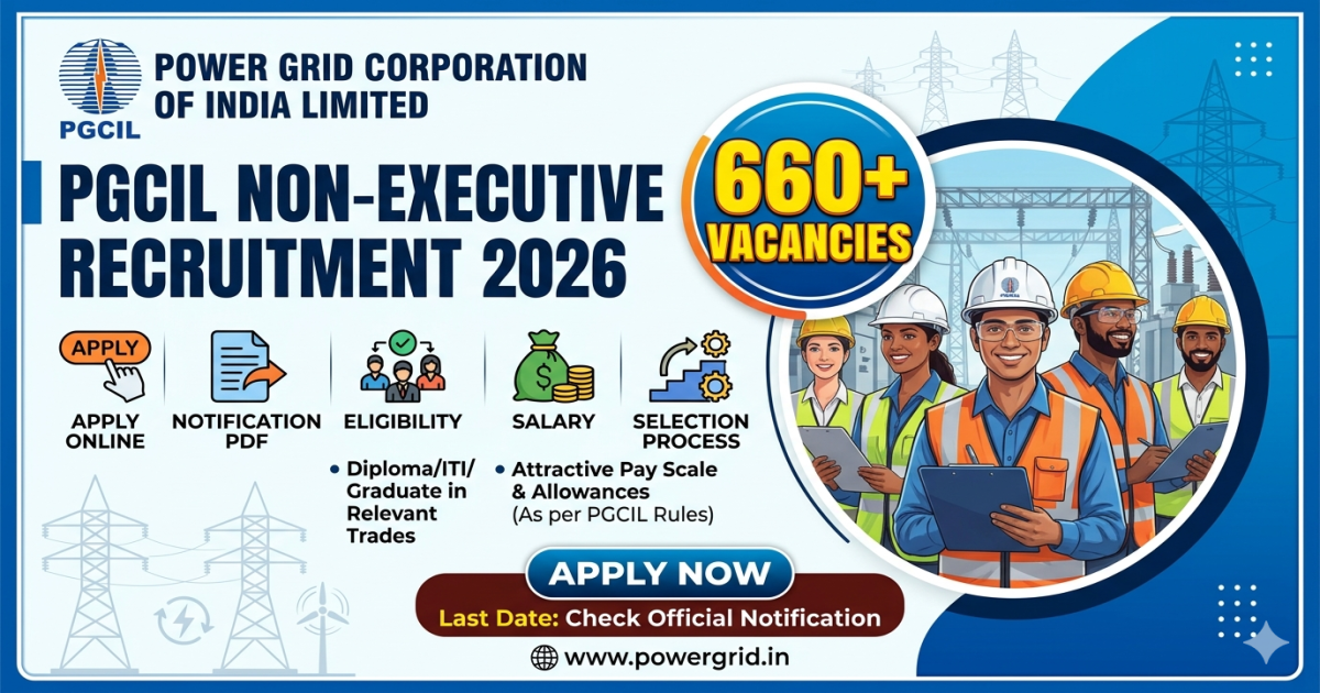 PGCIL Non Executive Recruitment 2026 Apply Online for 660+ Vacancies - Bihar Careers Recruitment Update