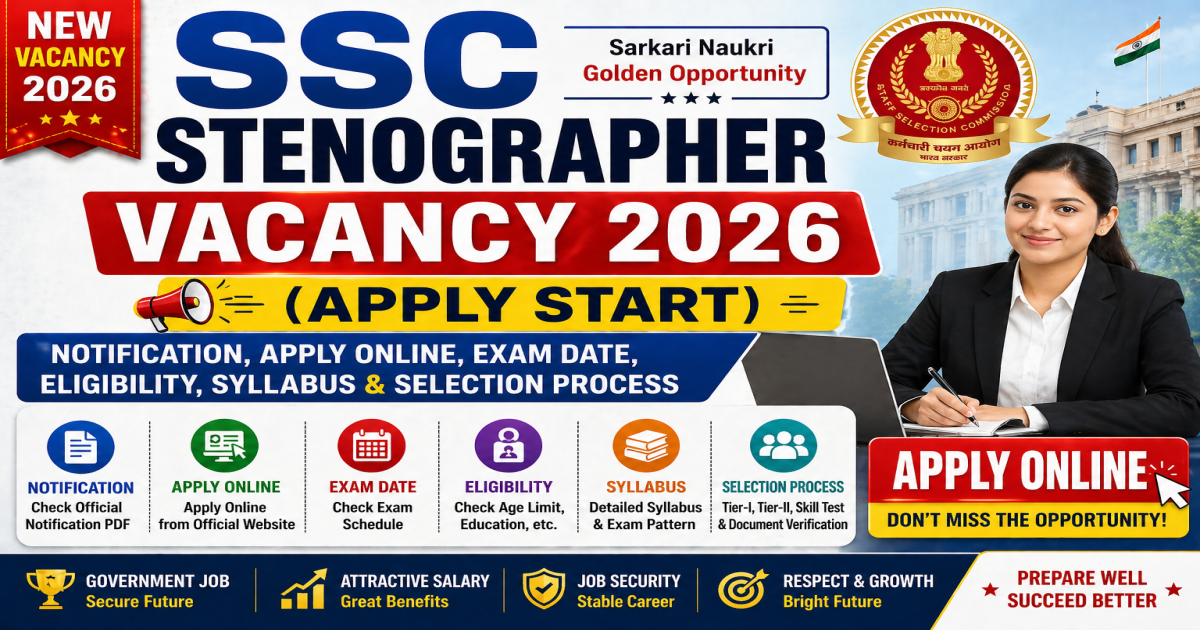 SSC Stenographer Vacancy 2026 Apply Online Notification Exam Date Eligibility Syllabus.
