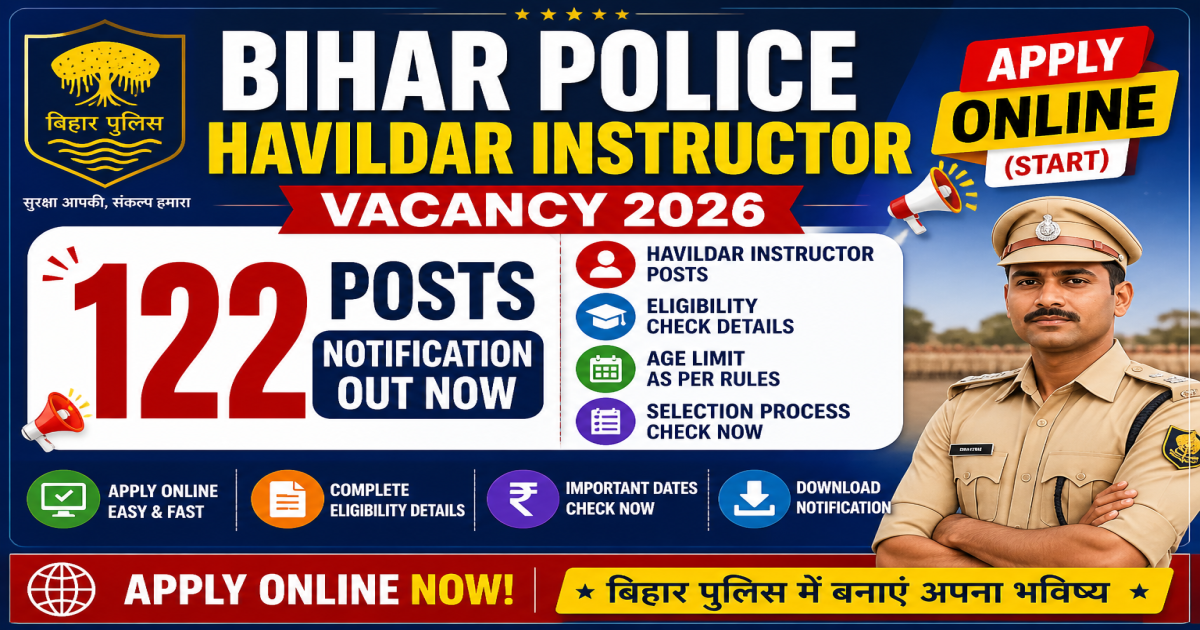 Bihar Police Havildar Instructor Vacancy 2026 Apply Online for 122 Posts . - Bihar Careers Recruitment Update